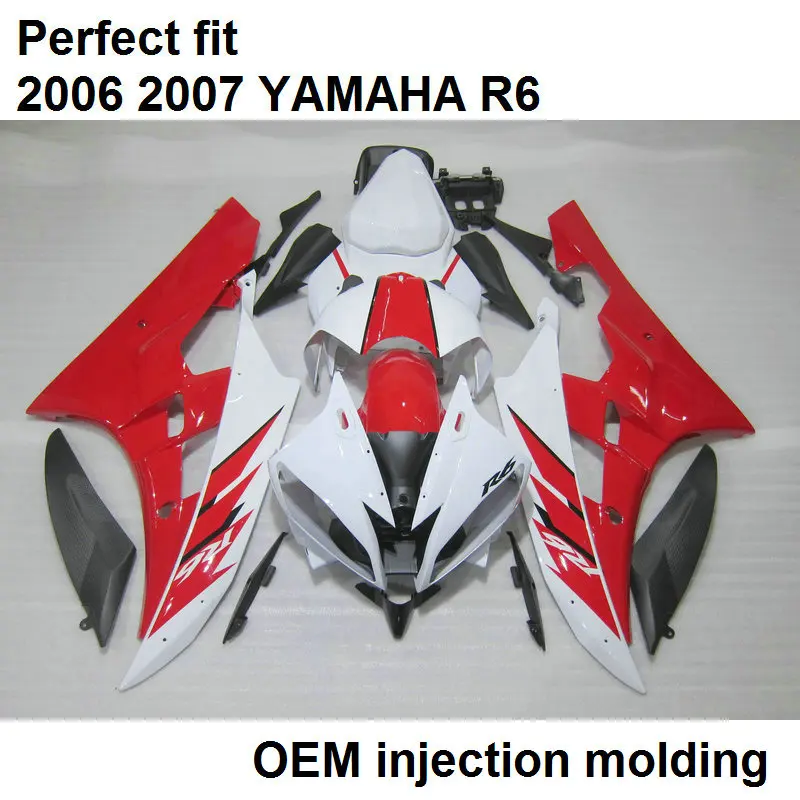 High Quality Injection Mould Fairing Kit For YAMAHA YZF R6 06 07 White Red Black Motorcycle Fairings Set R6 2006 2007 HZ28