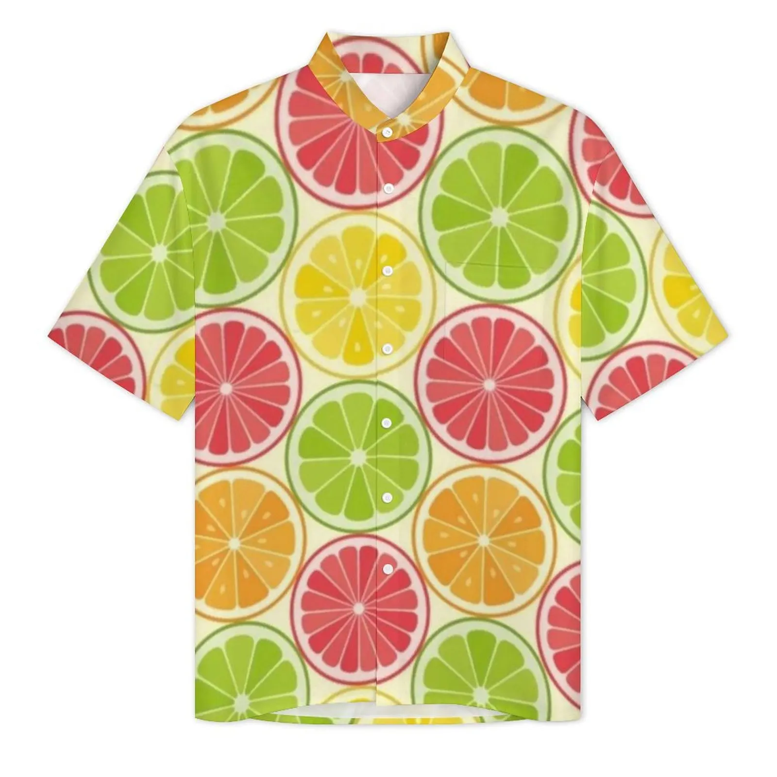 Colorful Adorable Lemon Hawaiian Shirt Men Vacation Citrus Fruit Casual Shirts Short Sleeve Streetwear Elegant Oversized Blouses