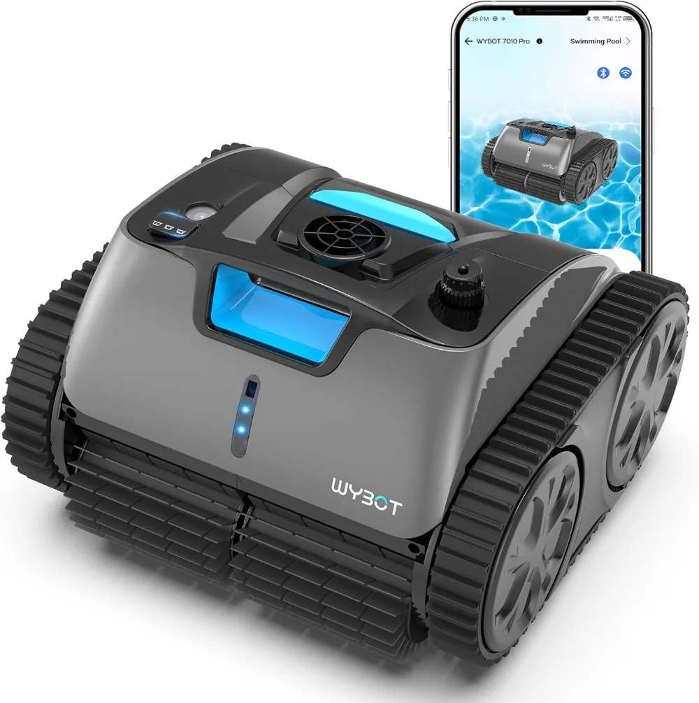 

Pro Robotic Pool Cleaner with APP Manual Mode Switching & Wall Climbing 65W Suction Power 150 Mins 1614 sq.ft Pool Vacuum