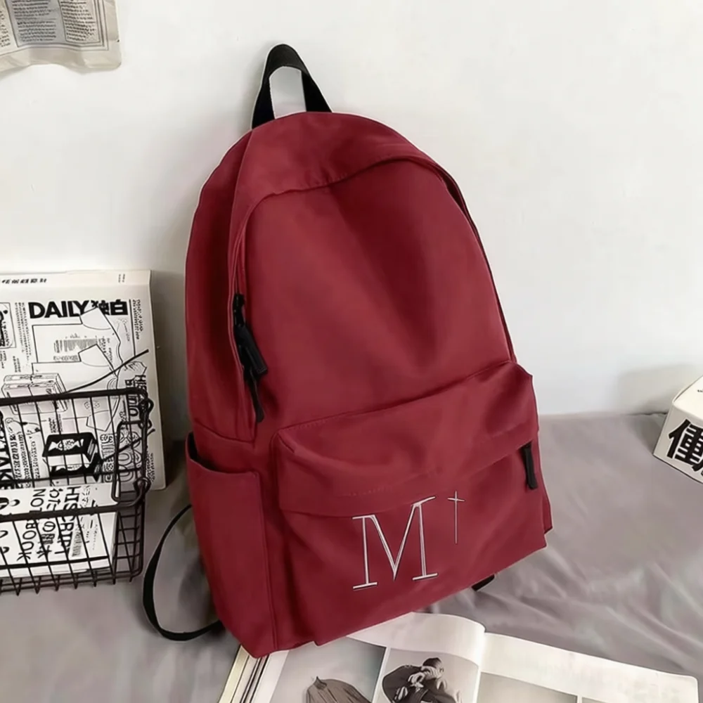 Fashion Women Backpack Simple Nylon School Bag Solid Color Large Capacity Casual Travel Student Bookbag Laptop