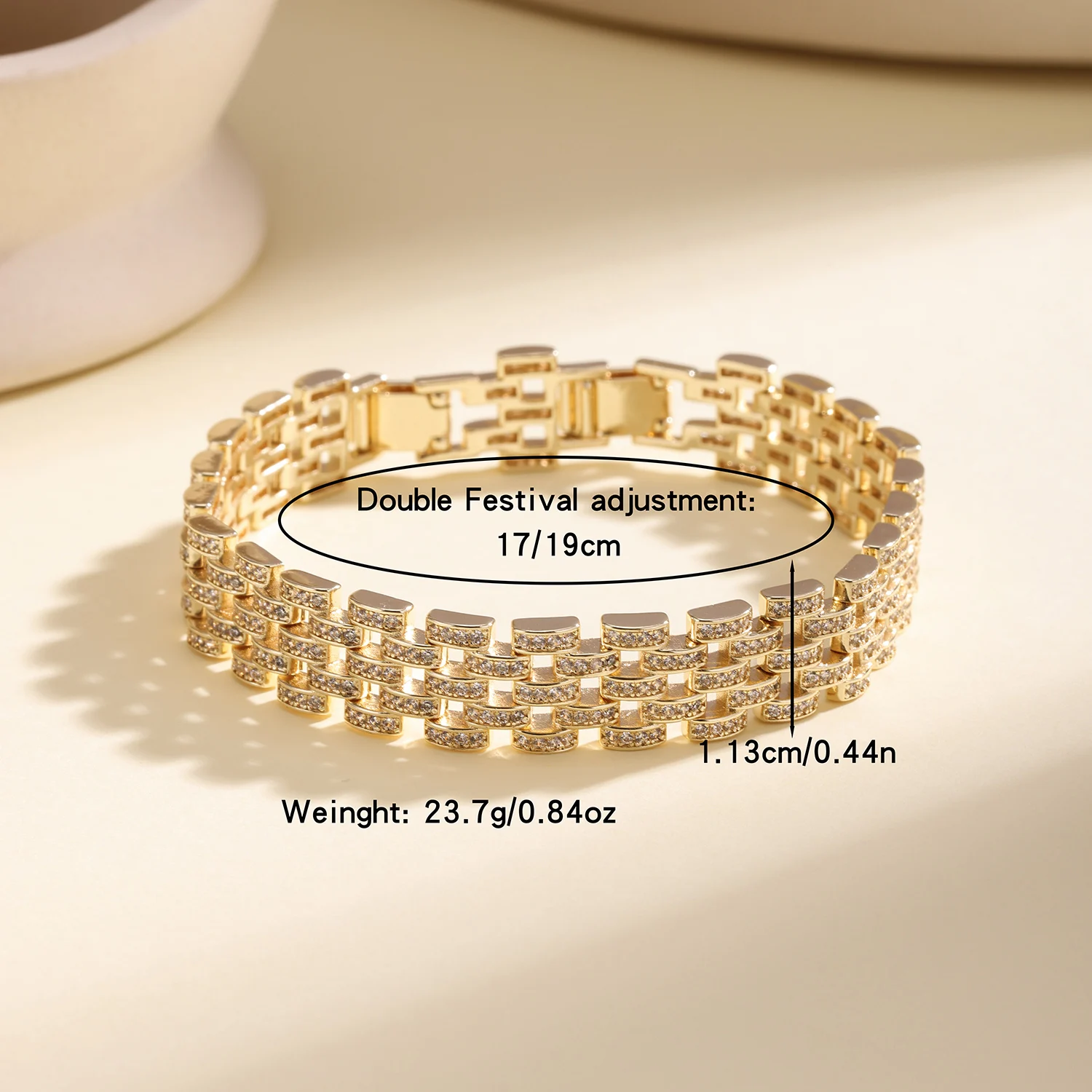 AIBEF Luxus-Armband für Damen, glitzerndes rechteckiges Kristall-Gliederarmband, modischer formeller Schmuck für Hochzeit, süßes Weihnachtsgeschenk – Detail 13