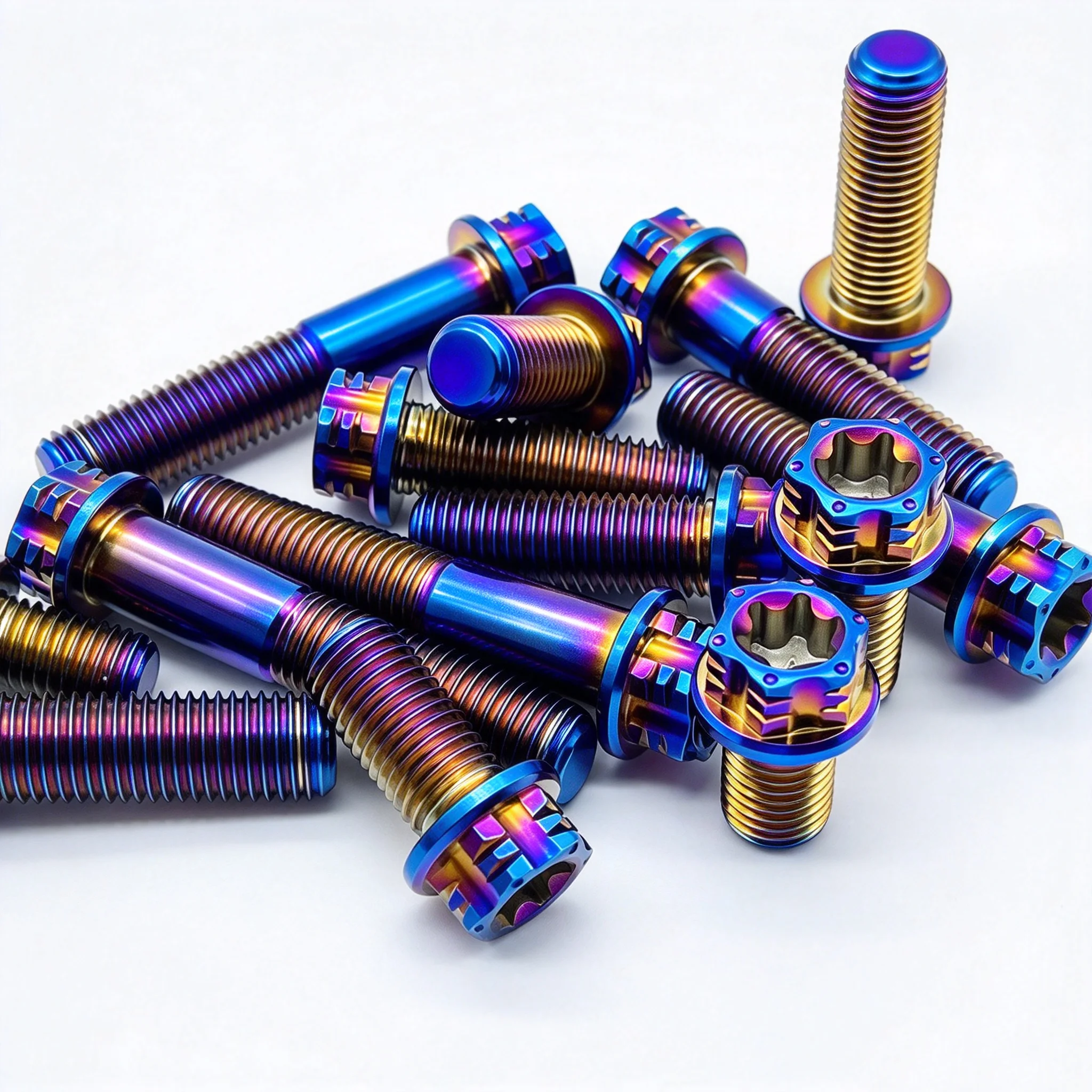 Titanium Bolt M6x1.0 Length 15 20 25 30 35 40mm Flange Torx Hex Head Fully Threaded Burnt Blue Right Hand 6AL4V Aerospace Grade
