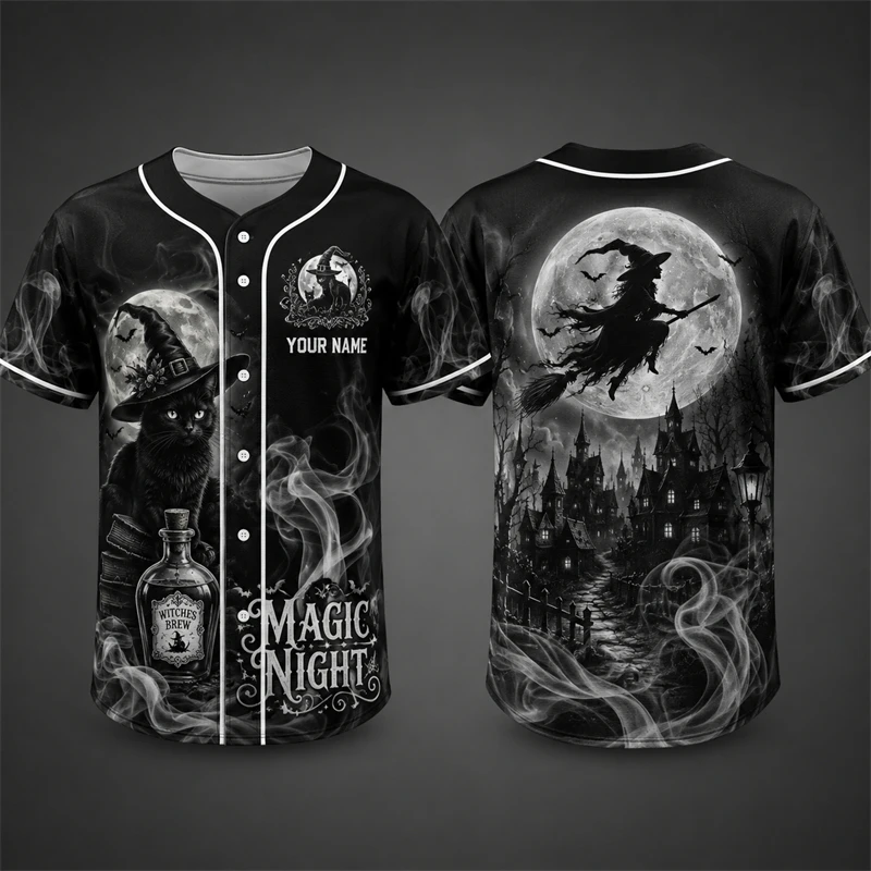 Personalized Scarecrow Pumpkin Halloween Baseball Jersey 3D Print Unisex Loose Short‑Sleeve Baseball Shirt Horror Fashion Outfit