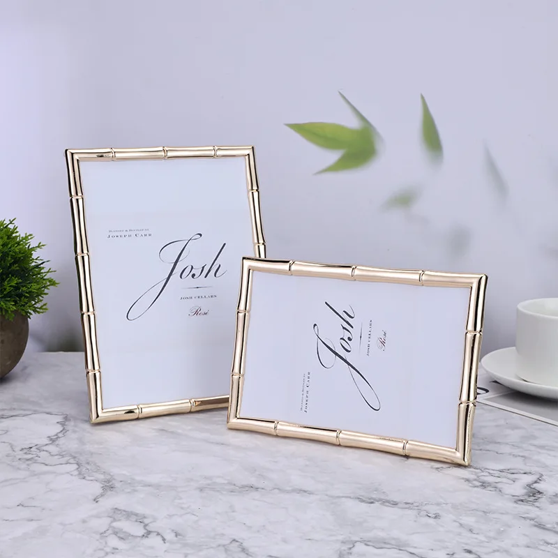 European Retro Light Luxury Metal Photo Frame Pendulum Table Light Gold Bamboo Square Photo Frame 6 
