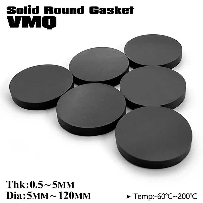 Dia15-60mm High Temp Resistant Black Silicone Circular Gasket Anti-Aging Waterproof Pad Thick1 1.5 2 3 4mm for medical equipment