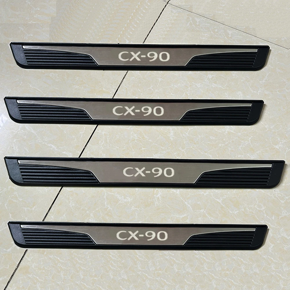 For Mazda CX-90 CX90 2024 2025 Door Sill Scuff Plate Welcome Pedal Protector Kick Stainless Steel Plastic Car Accessory