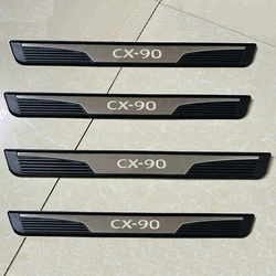 For Mazda CX-90 CX90 2024 2025 Door Sill Scuff Plate Welcome Pedal Protector Kick Stainless Steel Plastic Car Accessory