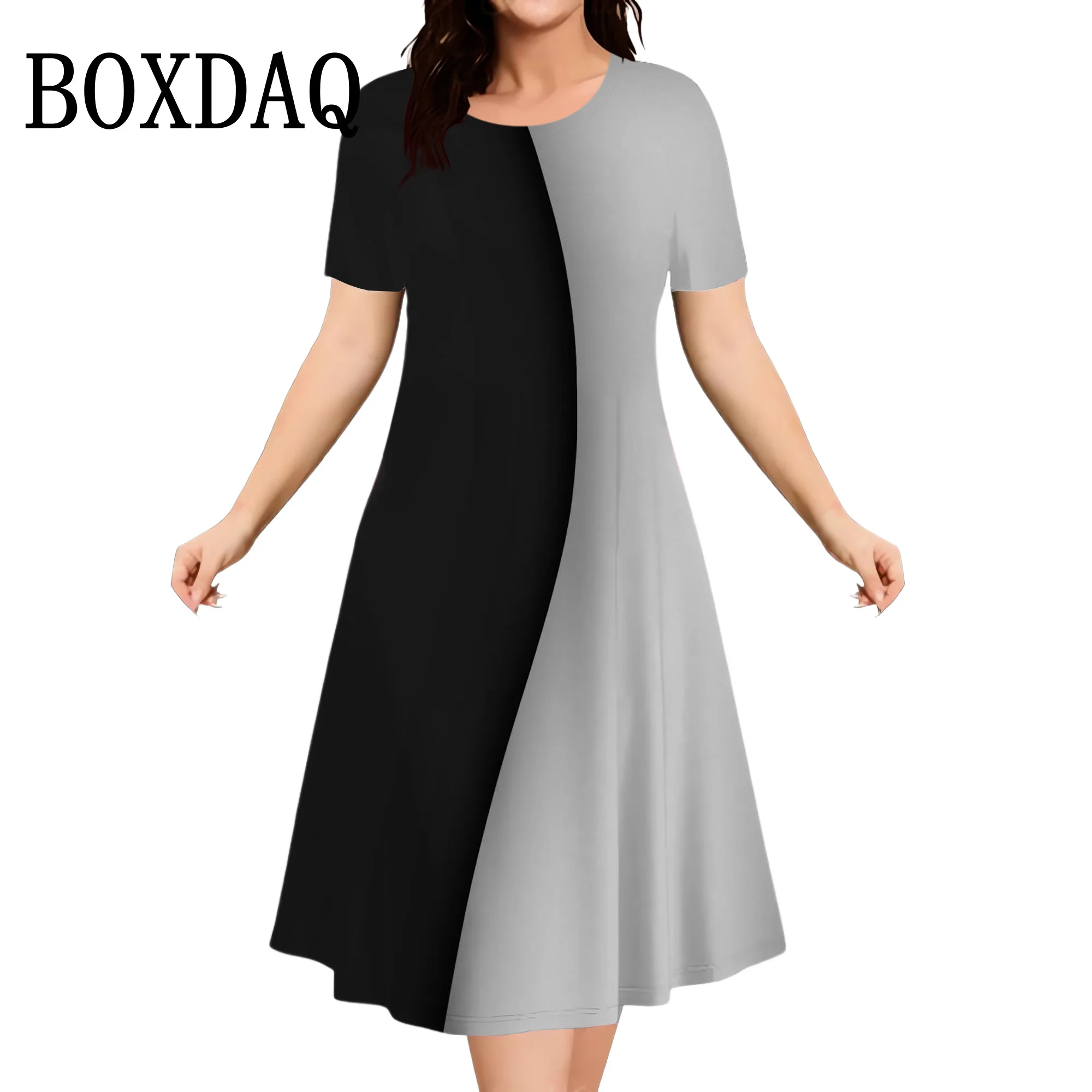 Plus Size Women's Contrast Summer Dress - usage example