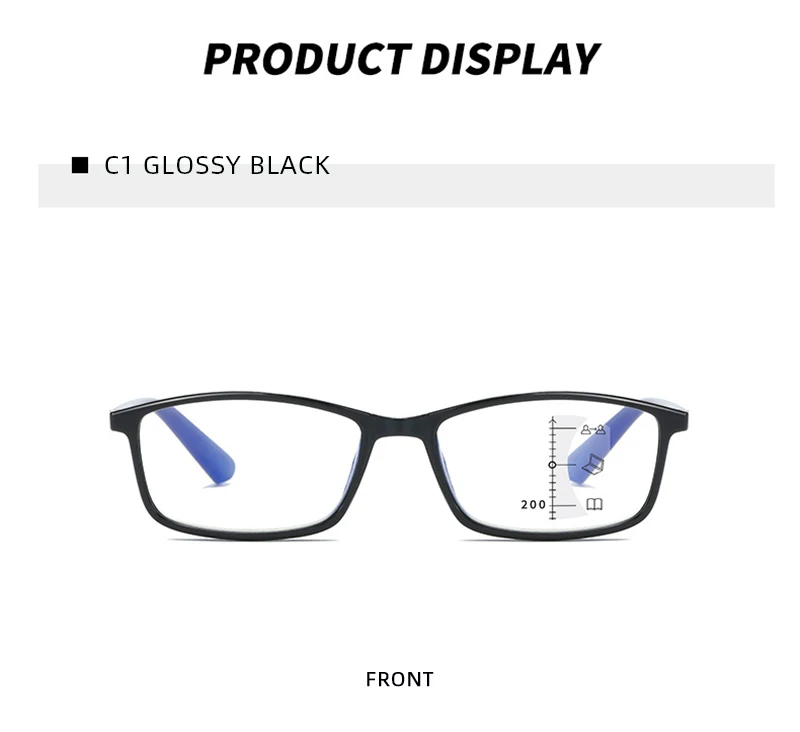 Ultraleichte, kleine Rahmen-Retro-Progressive-Multifokal-Lesebrille, blaues Licht blockiert Nah-Fernsicht-Anti-Augen-Brille – Detail 12