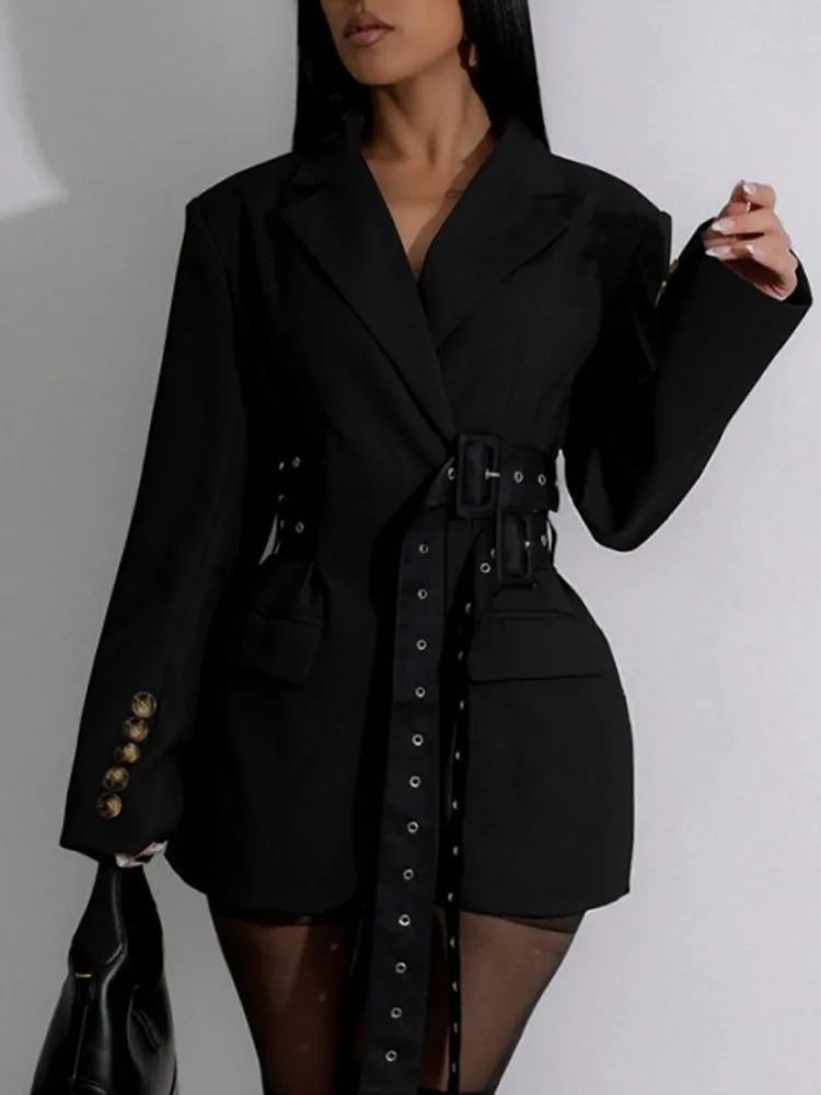 우아한 여성용 블레이저 코트 패션 라펠 오버사이즈 수트 재킷 2025 신상 가을 겨울 오피스 레이디 캐주얼 루즈 아우터웨어