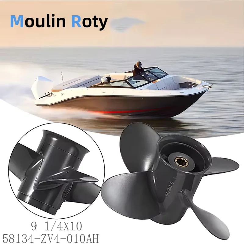 

Outboard Propeller 9 1/4*10 Suitable for Honda 8 Horsepower 9.9 Horsepower 10 Horsepower 15 Horsepower 20 Horsepower 58134-Zv4-010Ah Marine Engine 4 Blades Aluminum Studs 8 Grooves Marine Engine Parts