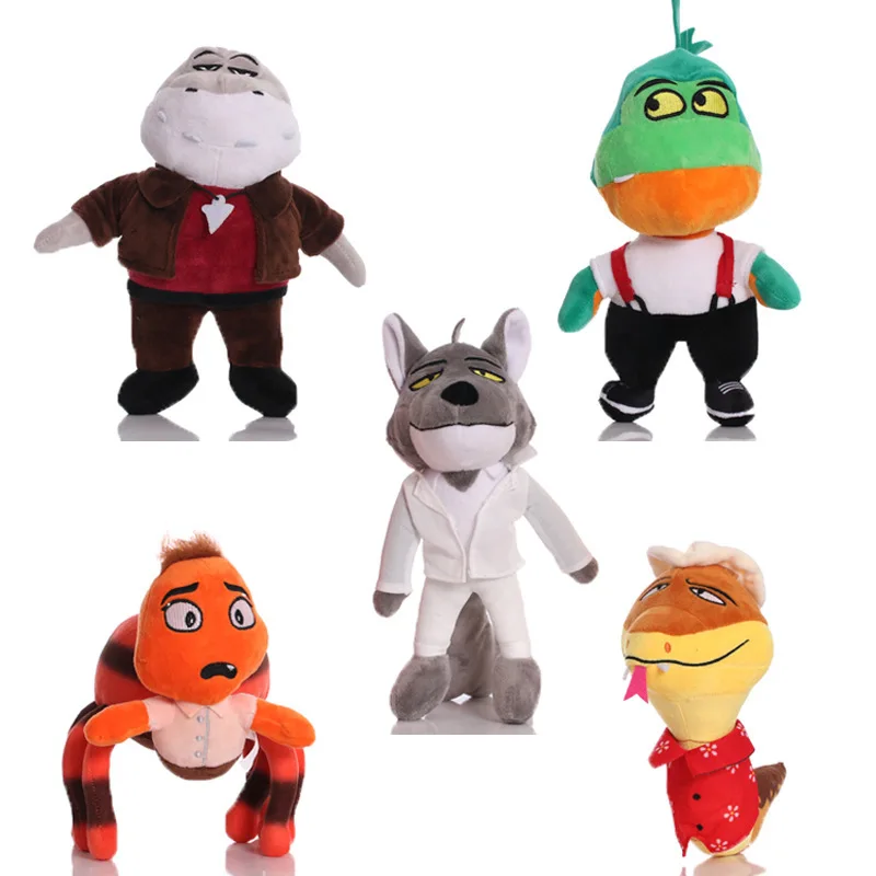 The Bad Guys Mr. Wolf Brinquedo de pelúcia Kawaii Bonito Anime Animal Boneca Cobra Piranha Animal de pelúcia Presente para crianças Personagem de filme quente