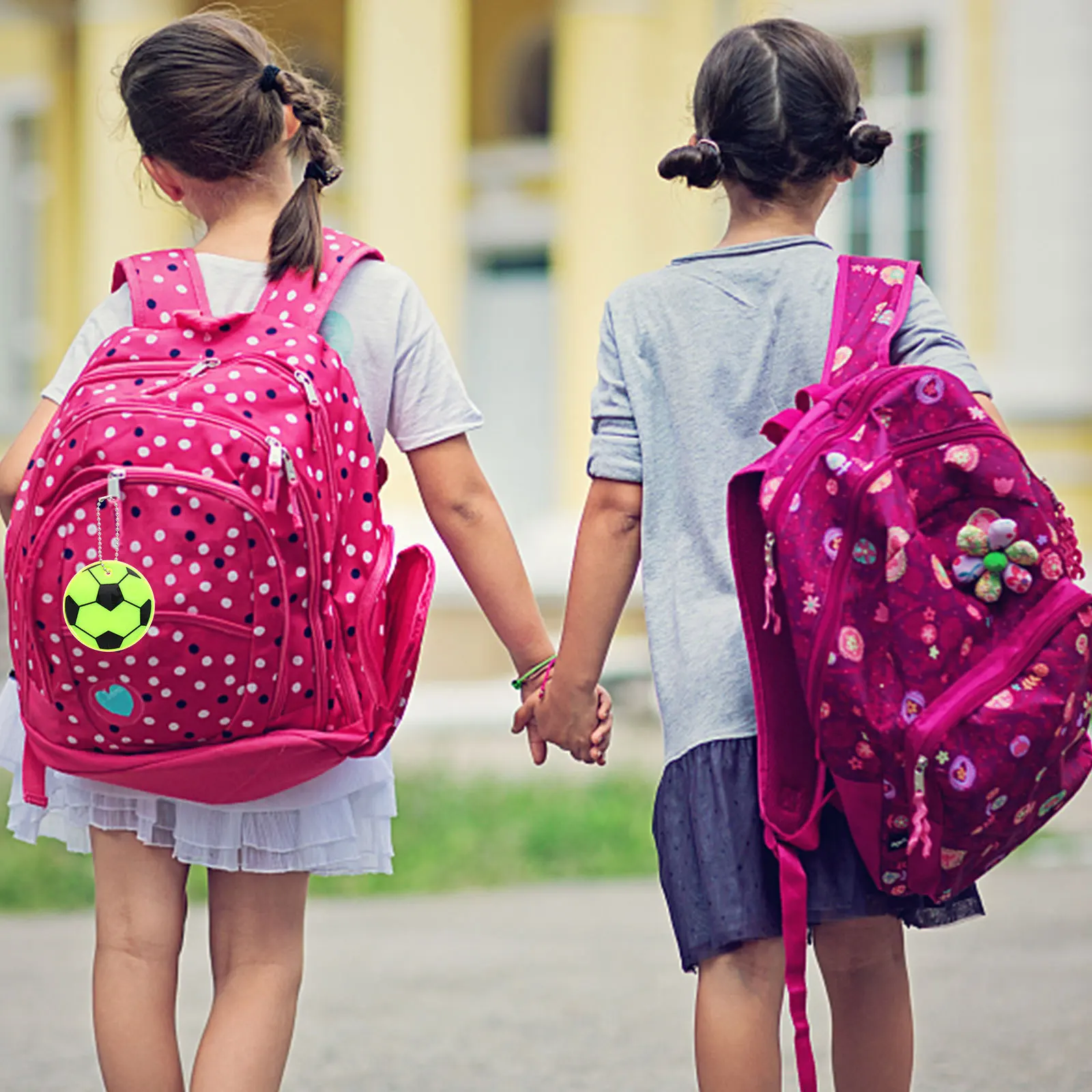 

12 шт. рюкзак со светоотражающей подвеской, школьная сумка, вечерние, ПВХ, имя, подвесной декор