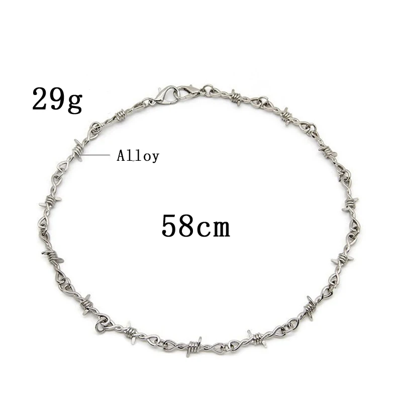 TrendMen Hiphop/Rock Rattan Thorns Chain Necklaces For Men Fashion Silver Color Metal Choker Clavicle Chain Party Jewelry Gifts image 5