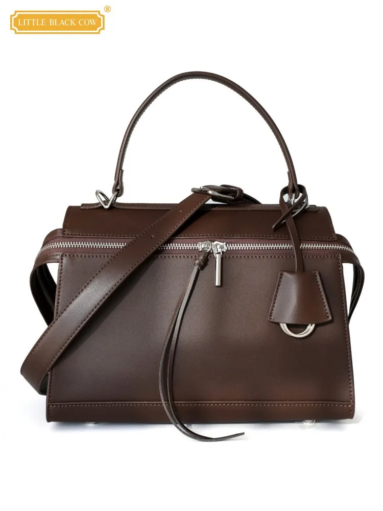 

Casual Design Office Women New Vintage Split Leather Handbag Tote Ladies Boston Bag Zipper Single Shoulder Bags Strap Crossbody