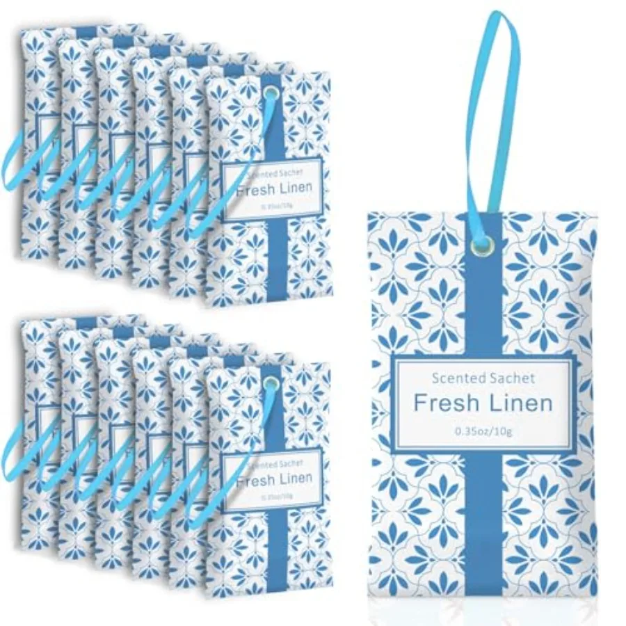 

for Drawers and Closets, Linen Scent 14 Pack, Long-Lasting Home Fragrance Sachets Bags Wardrobe Freshener for Dresser, Closets,
