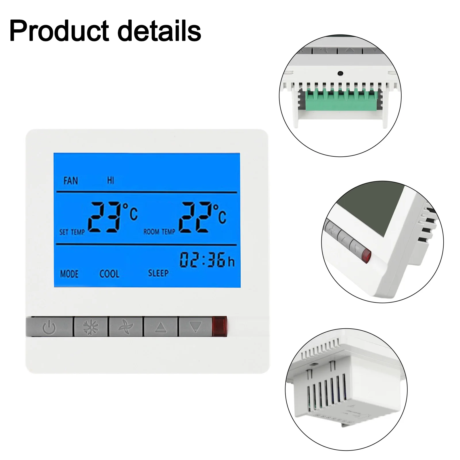 Termostat cyfrowy Inteligentny panel sterowania Klimatyzator Wyświetlacz LCD Kontroler temperatury Wyświetlacz LCD Nieprogramowalny Ther