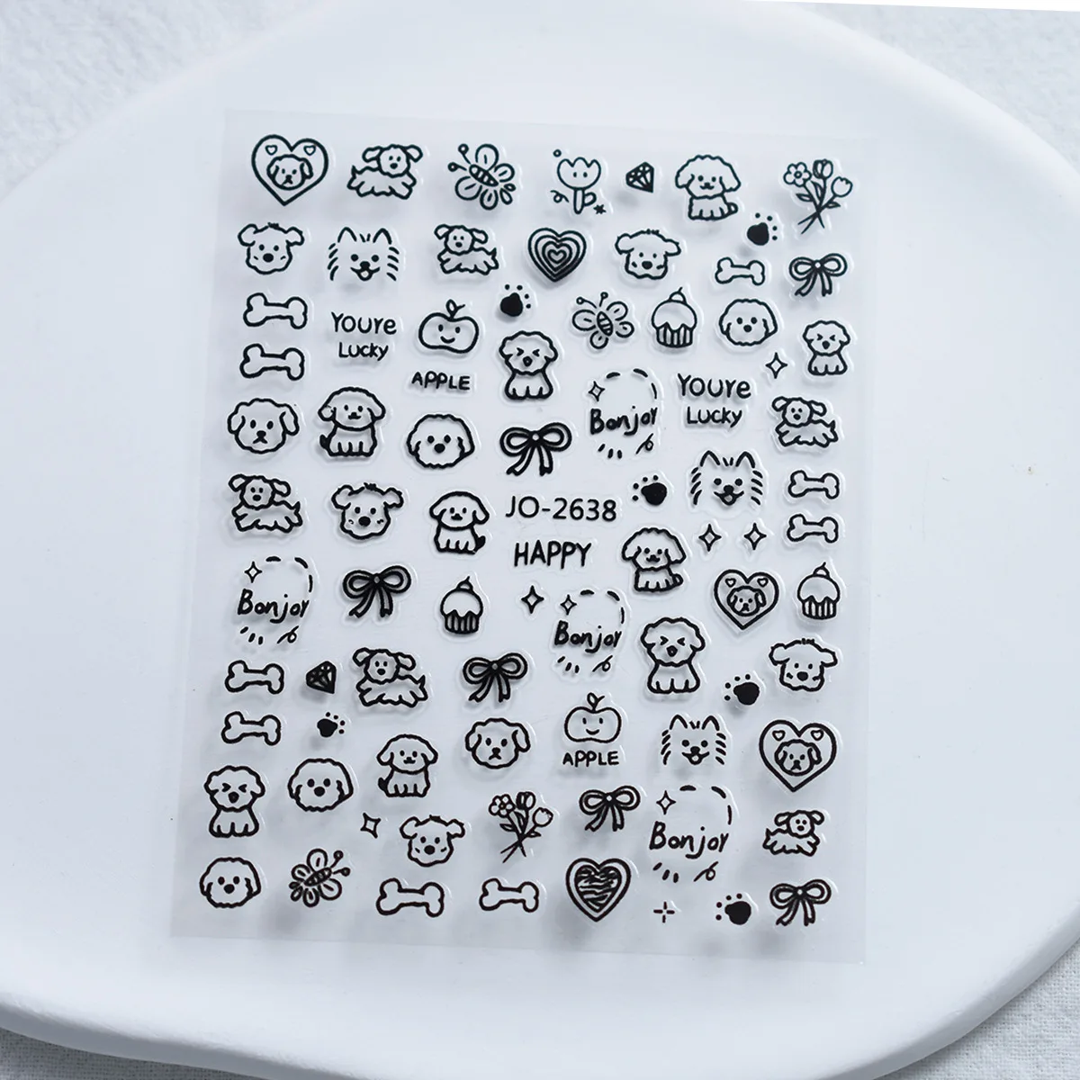 Autocollants pour Ongles Kawaii avec Motif de Petit Chat Noir, Dessin Animé, Mignon, Étoiles, Lettres, Curseur, Y2K, Coréen, Japonais, Nail Art, Manucure Ouverte