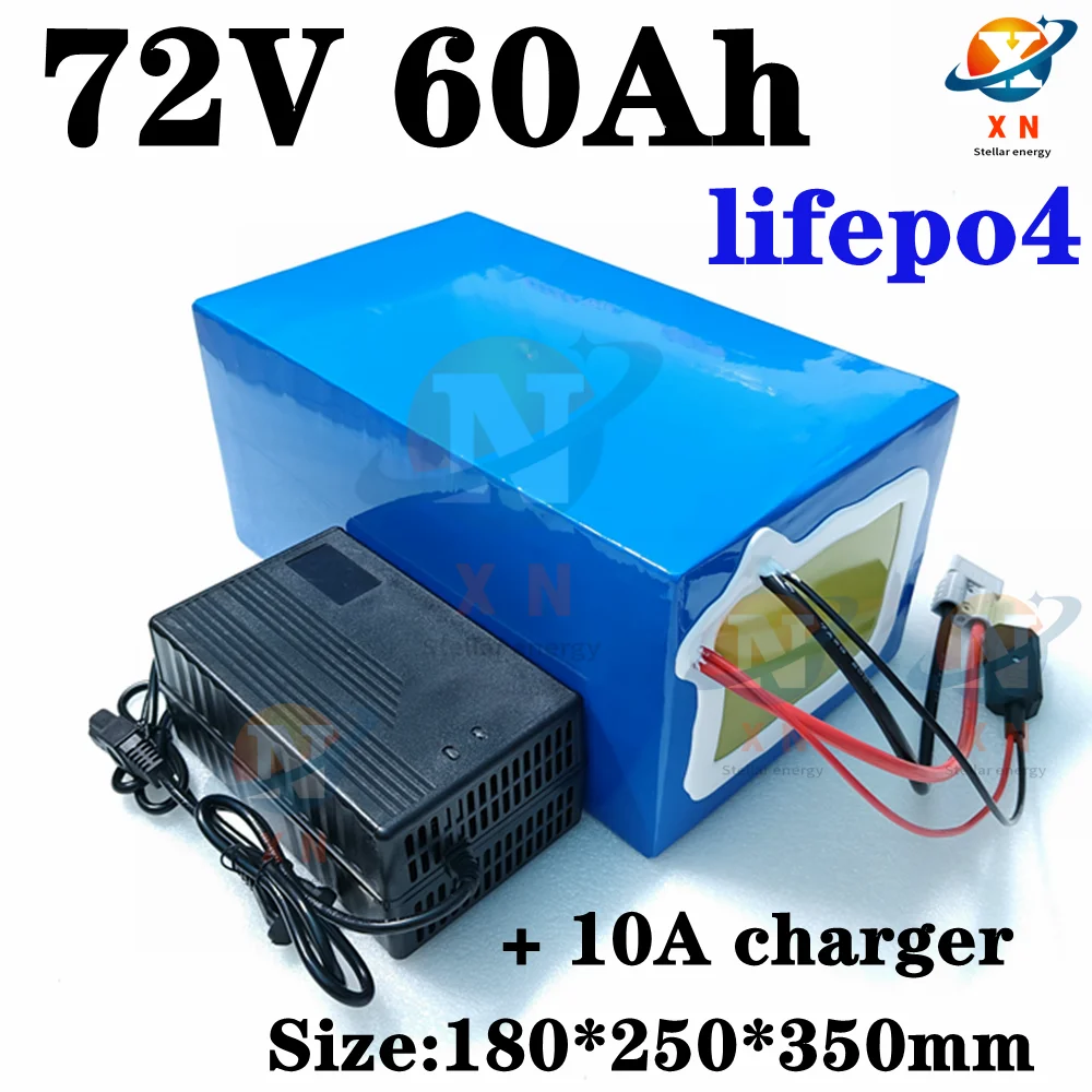 lithium 72V 60Ah lifepo4 lifepo4 battery BMS 24S 76.8V deep cycle for 5000W 3500W bike scooter Motorcycle + 10A charger