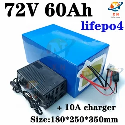 lithium 72V 60Ah lifepo4 lifepo4 battery BMS 24S 76.8V deep cycle for 5000W 3500W bike scooter Motorcycle + 10A charger