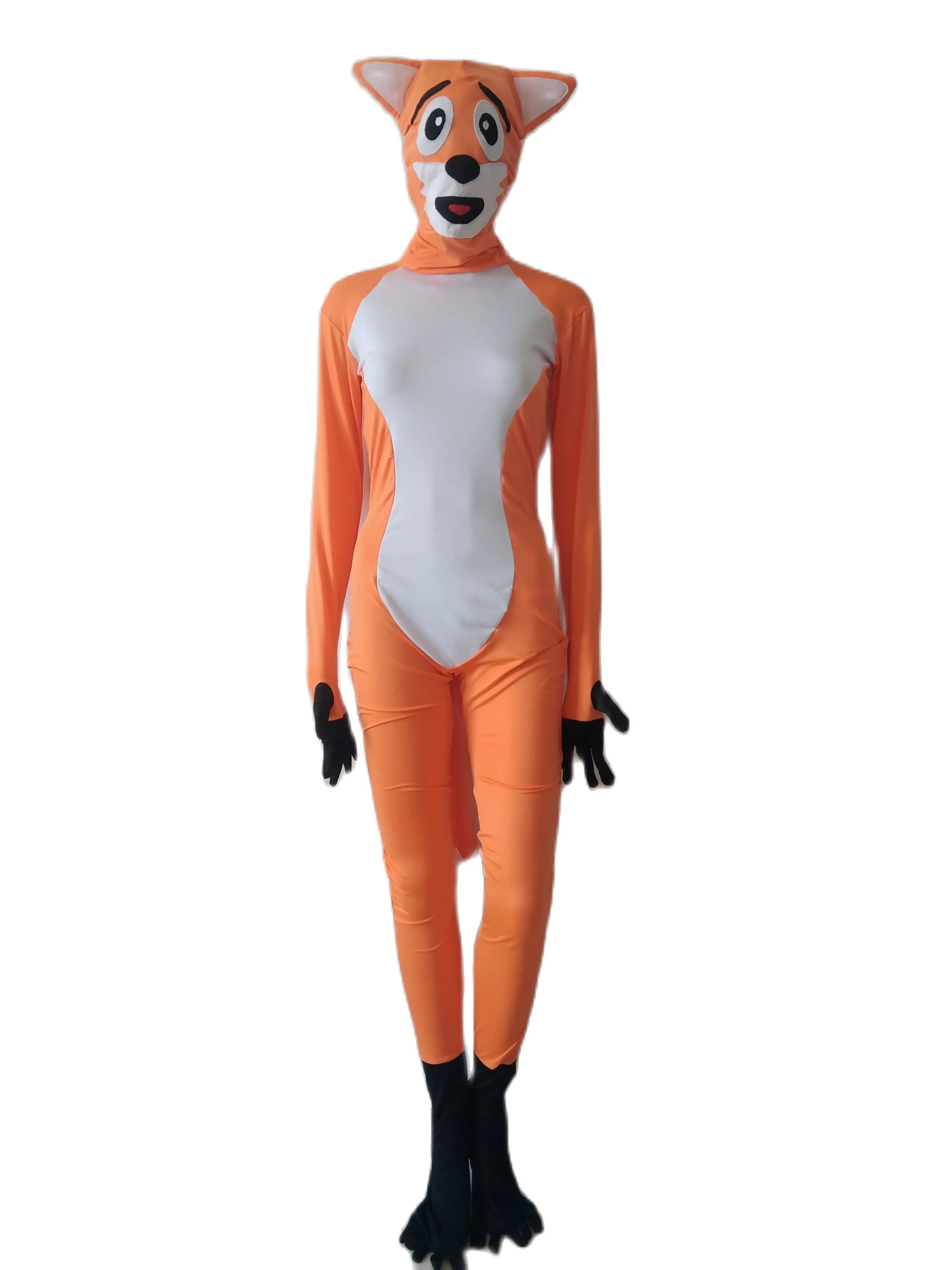 

New design Fox cartoon anime Fullbody Spandex Zentai suit with tail Halloween Cosplay Costume