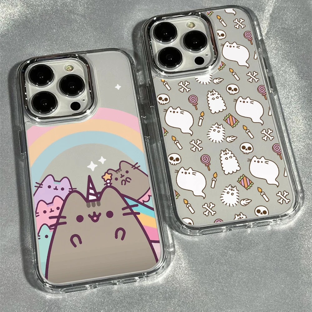 Funda Transparente de Lujo con Diseño de Gato Pusheen para iPhone 17 Air 16 16e 15 14 13 12 11 Pro Max X Xs XR 8 Plus