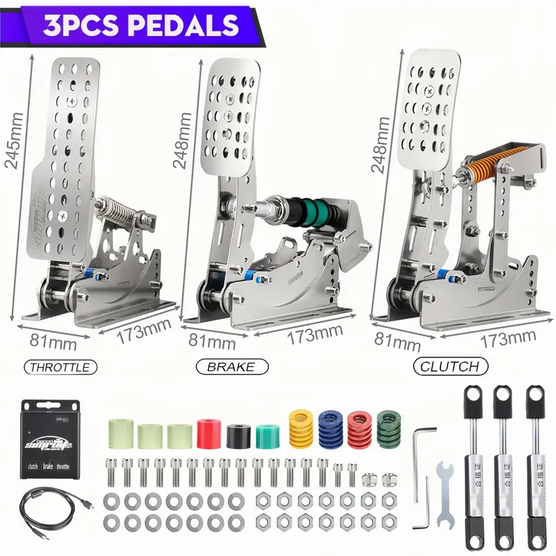 SimRuito Sim Racing LoadCell Pedals 3mm stainless steel Racing Simulator Cockpit Pedals For Pc Game Gear pedal for wheel - Image 12