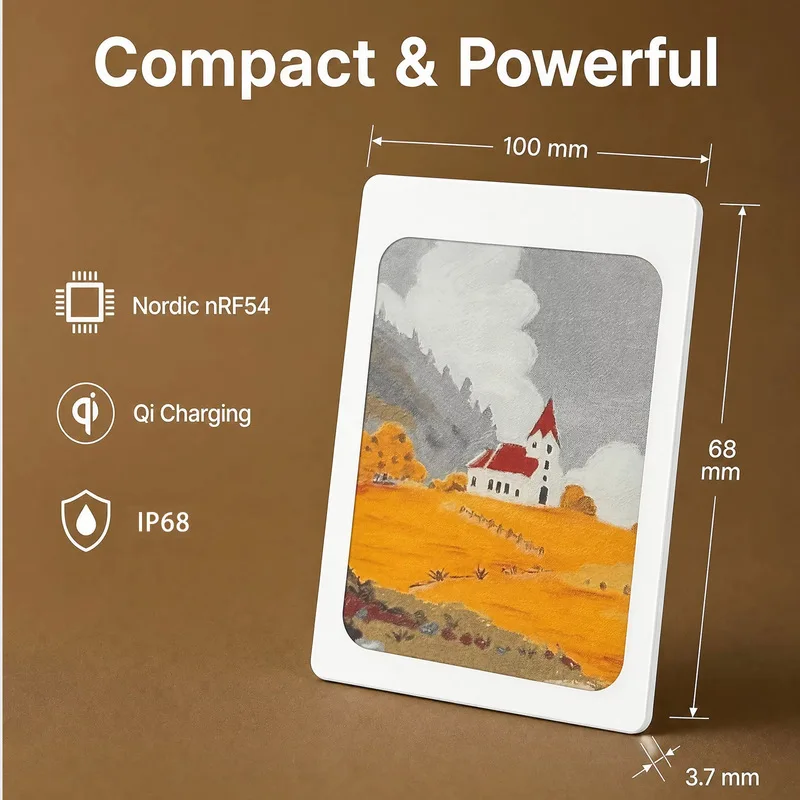 HolyIot 4 Color E-Ink Fridge Magnet Digital Photo Album IP68 Bluetooth Qi Wireless Charging Portable Display