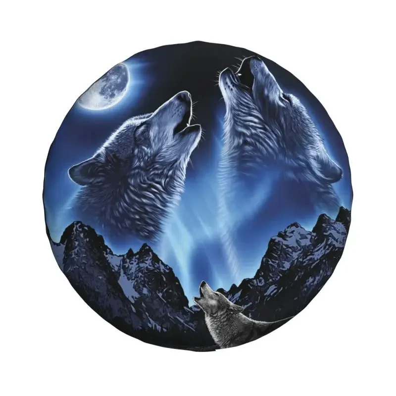 Wolves Howling Moon Spare Tire Cover for Jeep Mitsubishi Pajero SUV RV 4WD Car Wheel Protectors Accessories 14