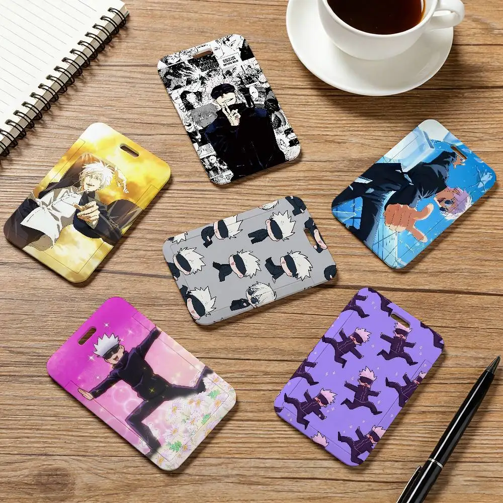 Anime G-Gojo Satoru Card Holder Employee Card Cover Lanyard Work Business ID Badge Holder Name Tag Cards Case