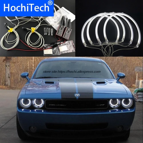 HochiTech Ccfl para Dodge Challenger 2008 2009 2010 2011 2012 2013 2014 Angel Eyes Kit blanco 6000k Ccfl Halo anillos faro
