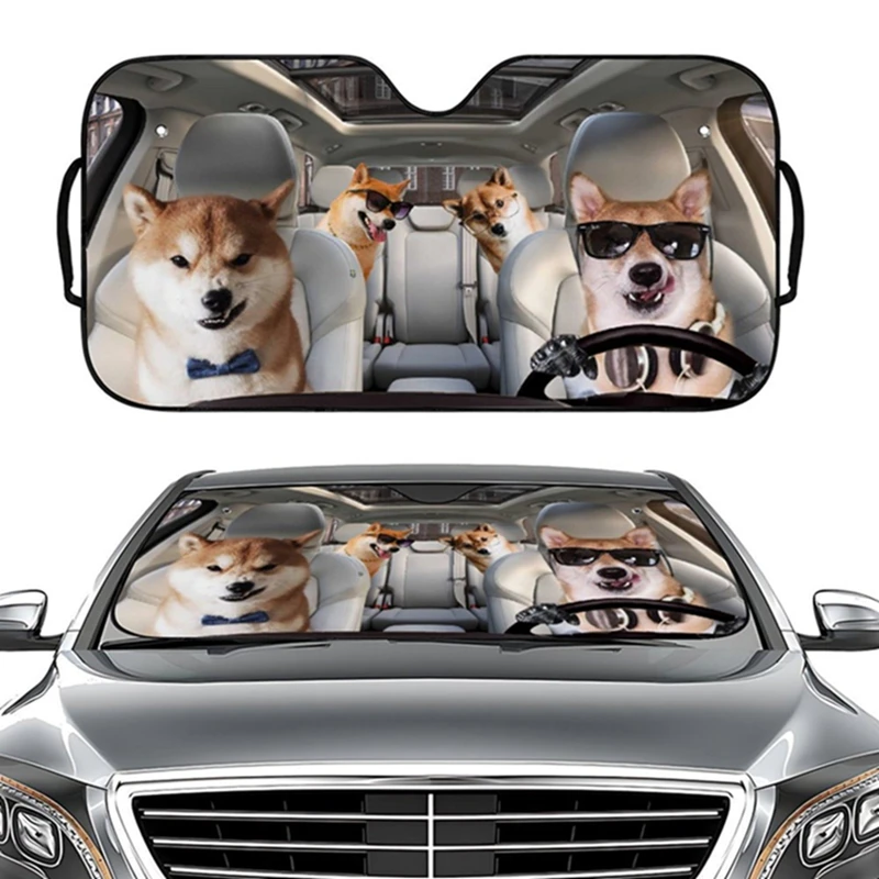 

Dog Family Funny Windshield Sun Shade for Car SUV Truck Car Sun Shade Windshield Car Shades for Front Windows Sunshade for Car