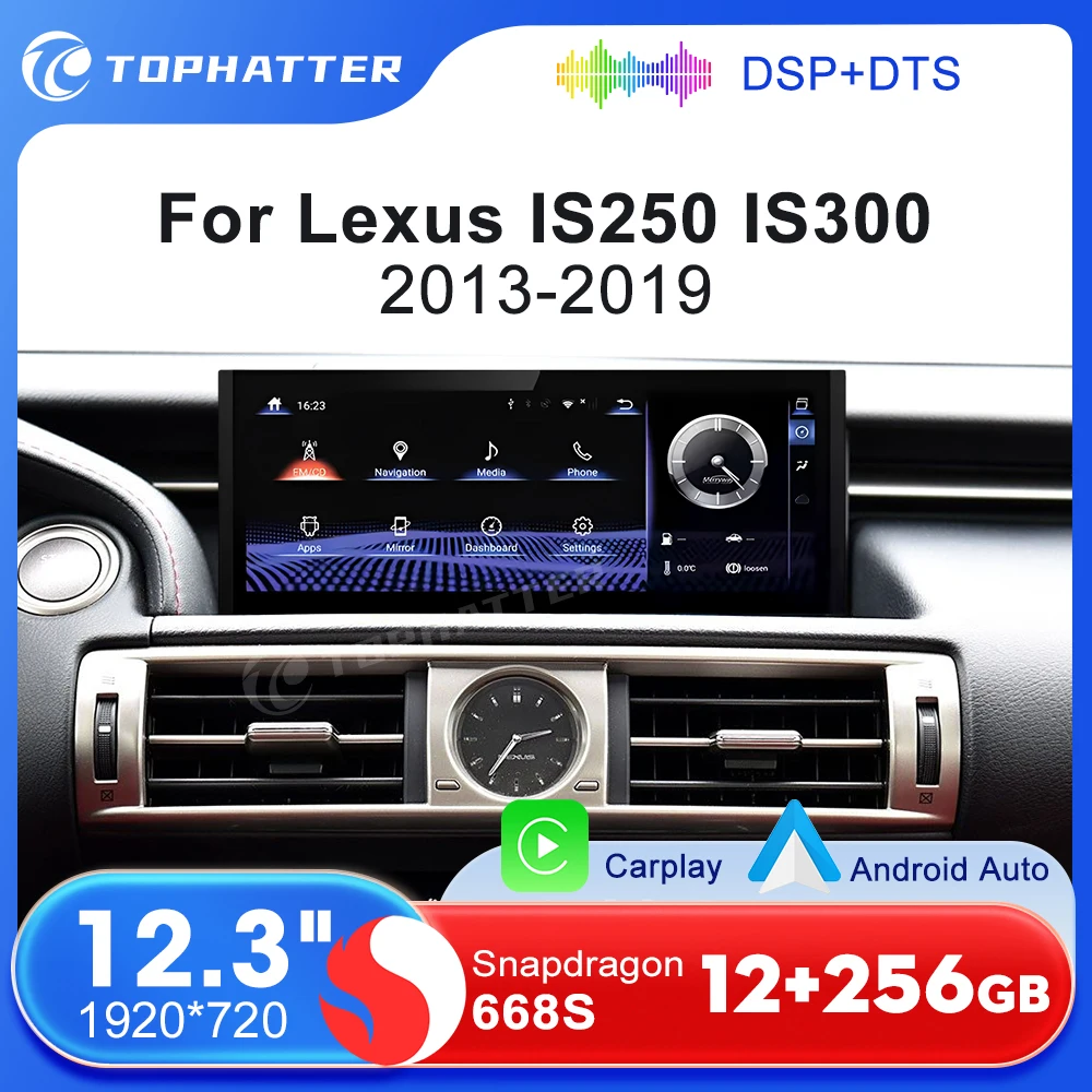 

10.25"Android 14 Wireless Carplay For Lexus IS RC 200 250 300 350 200t 300h 2013-2019 Car Radio Multimedia Snapdragon 685 Scree