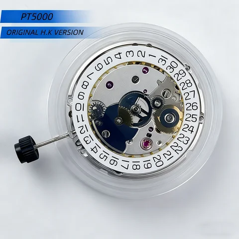 Orijinal H.K PT5000 Otomatik Mekanik Mekanizma Altın/Gümüş Versiyon Üstün Klon 2824-2 Yüksek Hassasiyetli 25 Taşlı