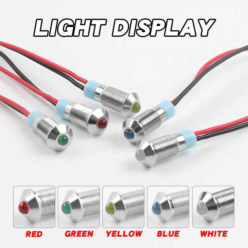 6MM High Brightness LED Metal Indicator Light IP65 Waterproof Spherical Indicator Signal Panel Lamp With Wire 6V 12V 220V