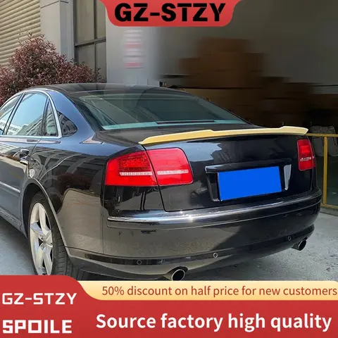 아우디 A8 S8 4E D3 GT 스포일러 윙 액세서리 ABS 플라스틱 자동차 트렁크 테일 립 바디 키트 광택 블랙 2005-2008