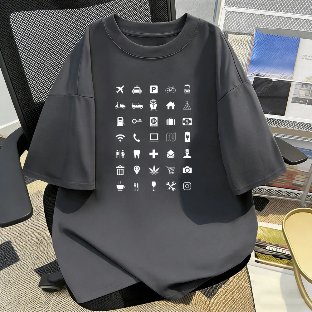 Cool Travel Tee International Icons Backpacker Dictionary Fan Birthday Gift Shirt Travel Hack Tourist Help Map Lover Present Tee