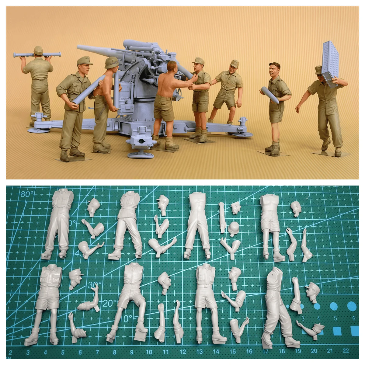 

1:35 Cast Resin Model Assembly Kit, GK, Summer Artillery 8-man Group, Unpainted Needs To Be Assembled