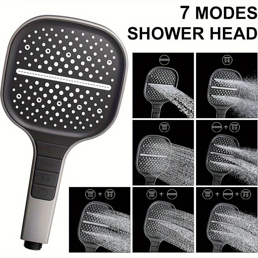 

Pressurized Handheld Shower Head, 7 Modes Water Output, Bathroom Nozzle, Sprinkler, Hardware, Accessories for Luxurious Bathing