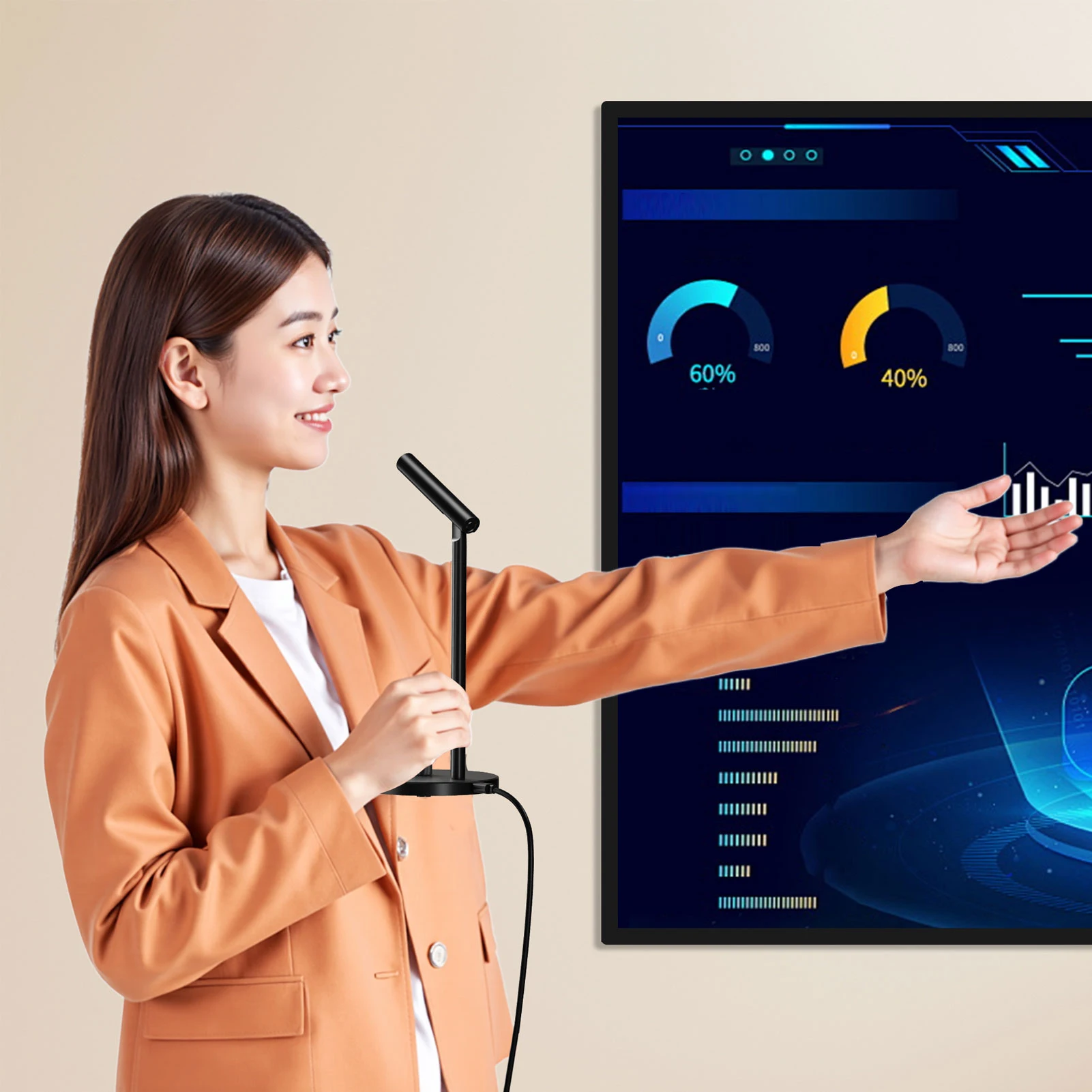 USB مؤتمر مكبر الصوت AI الحد من الضوضاء كتم مفتاح الكمبيوتر المحمول المتكلم هيئة التصنيع العسكري 60 لغة دعم سماعة جاك لاجتماعات الفيديو