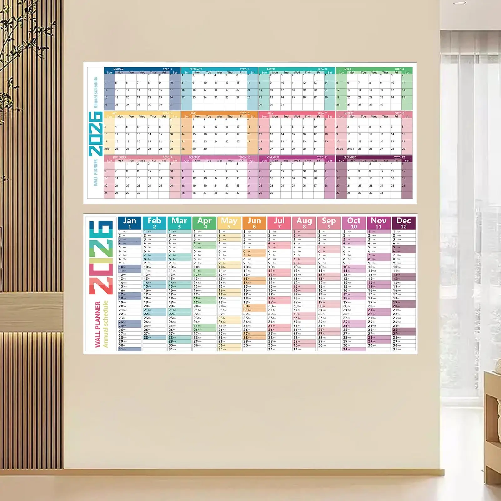 2026 dry erase wall calendar Foldable 12 Month Agenda Planner Thick Paper calendars for Rome Decor Family Student
