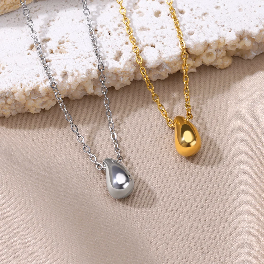 Water Drop Necklaces For Women Girls Gold Color Neck Chain Stainless Steel Necklace Pendant Jewelry Female Gift 2024 New Trend