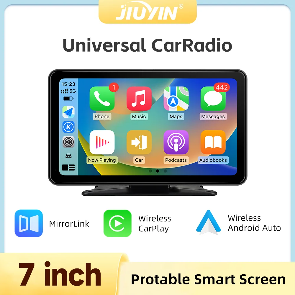 JIUYIN Portable Touch Screen 7 inch CarPlay Android Auto Car Radio Multimedia Video Player GPS Navigation Wifi Rear View Camera