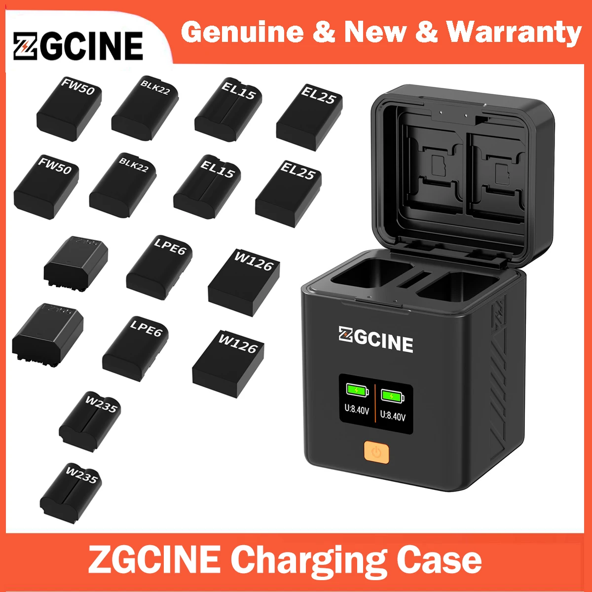 ZGCINE Portable Battery Charger Case For Sony Canon Nikon Panasonic Lumix Series Battery 2 Slots Battery Storage Charger Box