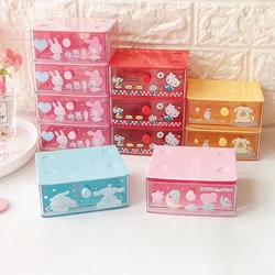 Sanrios Hello Kitty My Melody Drawer Storage Box Cartoon Desktop Storage Organizer Multi-Layer Dresser Organize Cosmetic Box