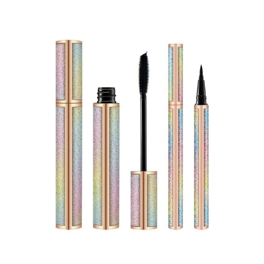 Custom Rainbow Star Curly Extension Mascara Kit with Eyeliner Long Lasting Easy To Wear Eye Beauty Makeup Private Label Bulk