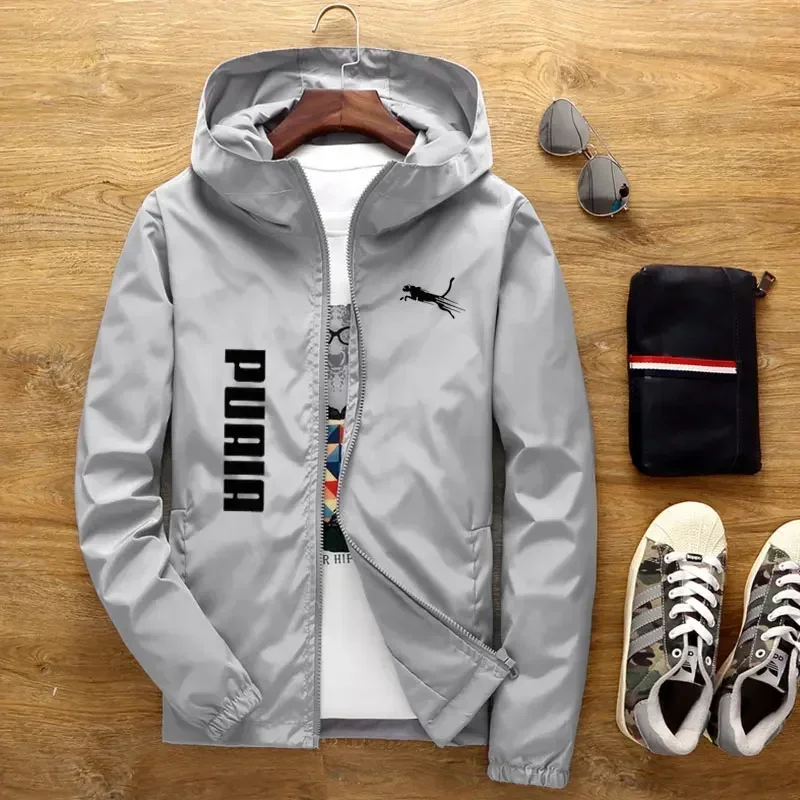 Men's Casual Windbreaker Outdoor Thin, Pocket Hooded Windbreaker, Windproof Men's Jacket, Zipper Coat