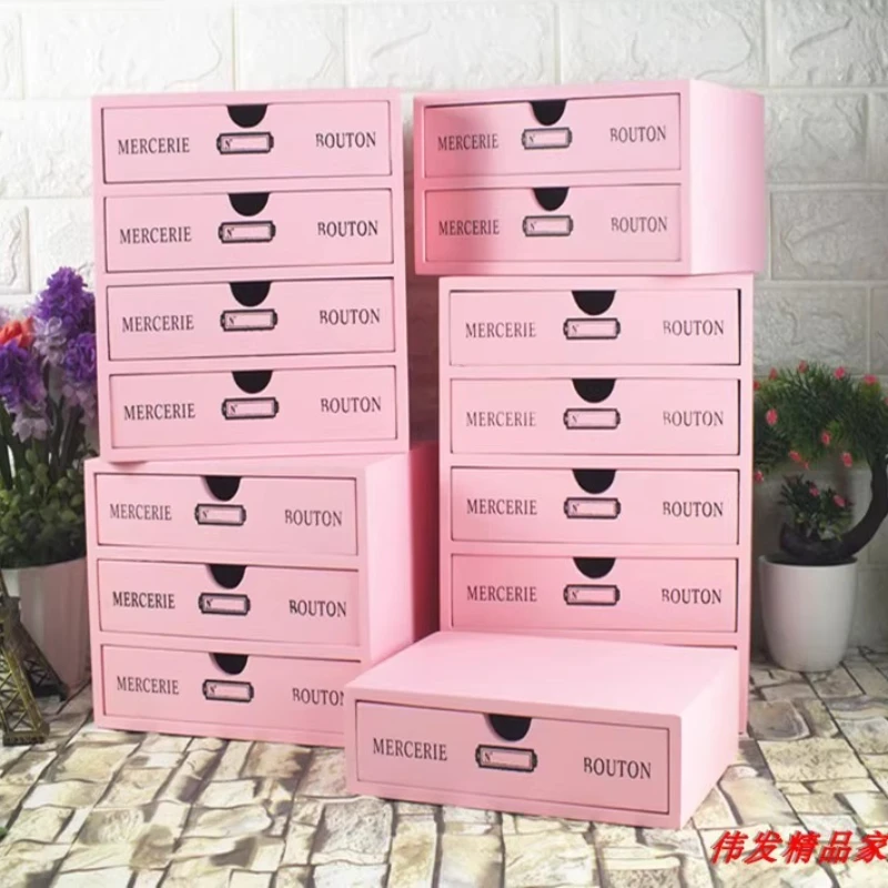Wooden Multi-layer Drawer Storage Organizer Household Desktop Cosmetics Makeup Stackable Storage Box Cabinet Office Table Boxes