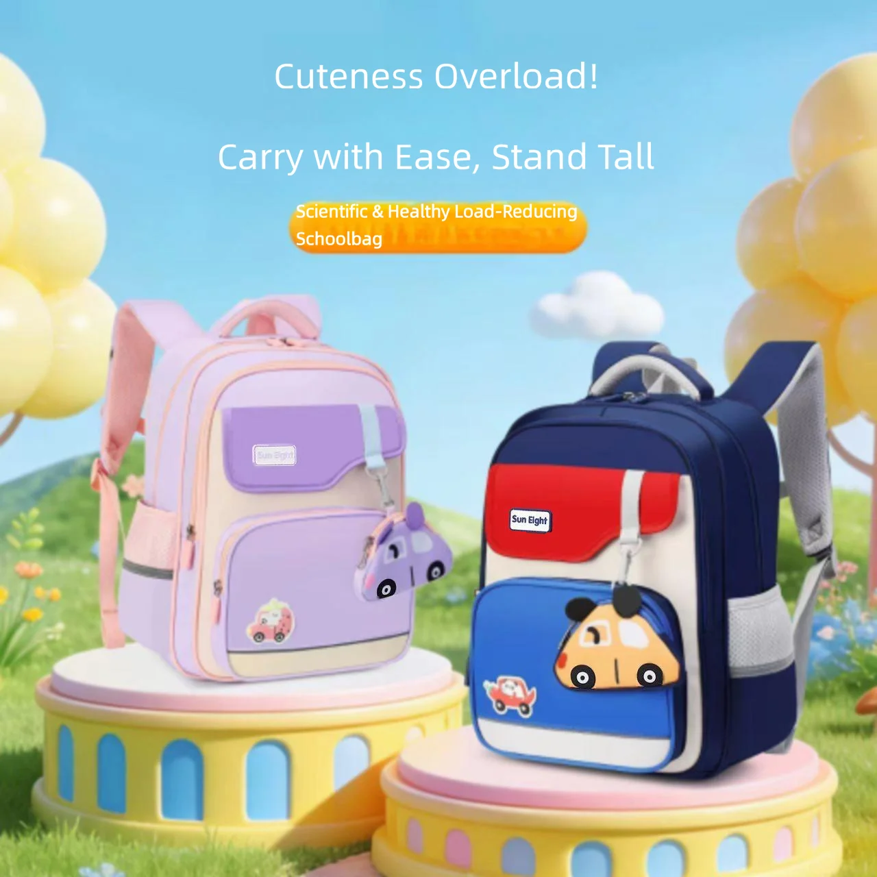 2026 Sun Eight School Bag Boy Girl Grade 1-3 Primary Student Shoulder Orthopedic Backpack Light Water Proof Mochila Escolar
