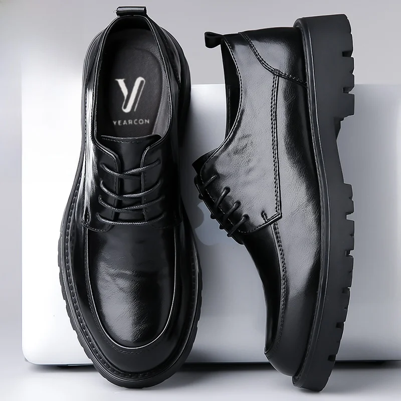 

Yearcon Men's Casual oes 2025 Autumn New Busin Leather oes Folded Thi Bot Youth Leather Men's Leisure oes